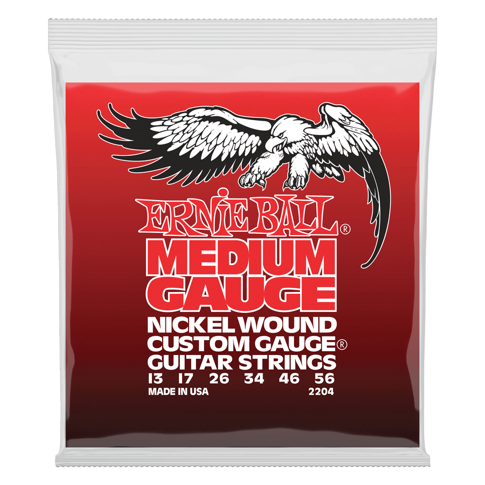 Ernie Ball Medium Nickel Wound Set with Wound G Electric Guitar Strings 13-56 Gauge