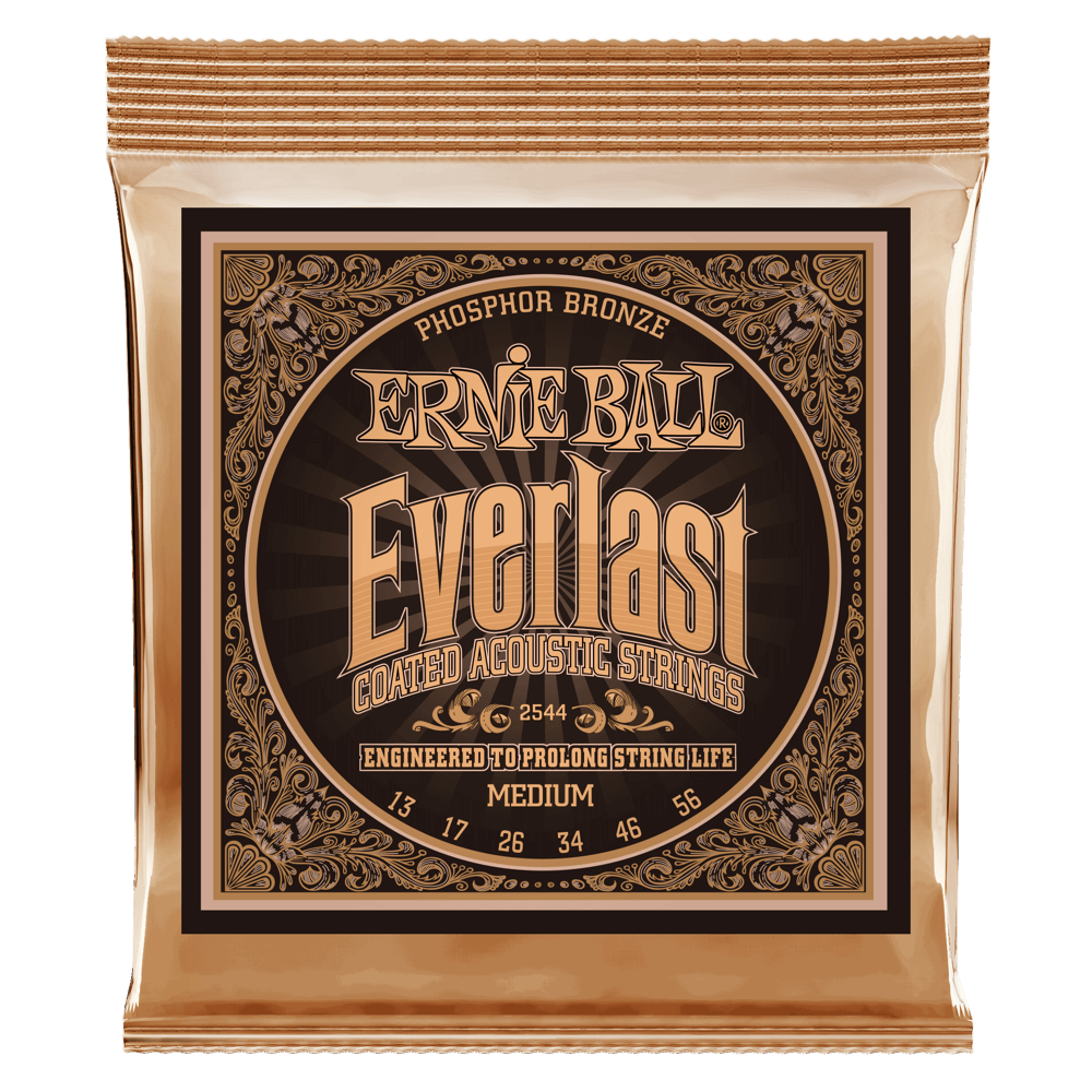 Ernie Ball Everlast Medium Coated Phosphor Bronze Acoustic Guitar String, 13-56 Gauge