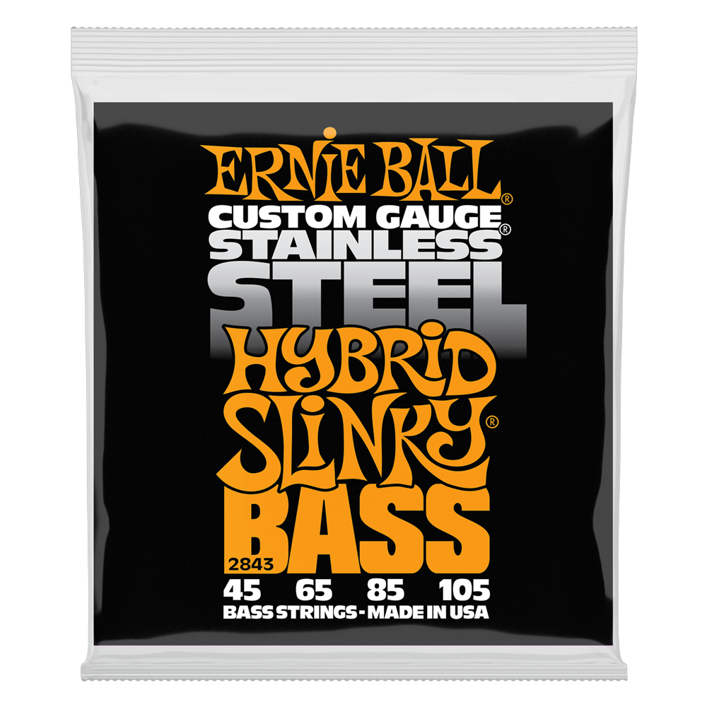 Ernie Ball Hybrid Slinky Stainless Steel Electric Bass Strings, 45-105 Gauge