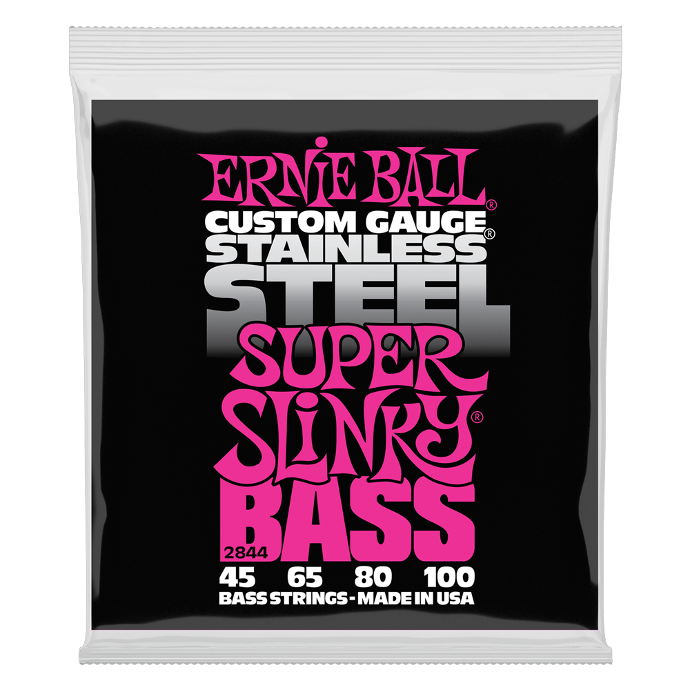 Ernie Ball Super Slinky Stainless Steel Electric Bass Strings - 45-100 Gauge