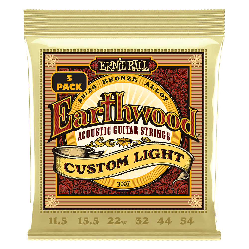 Ernie Ball Earthwood Custom Light 8020 Brnz Ac Gtr Strings 3 Pk 11.5 54