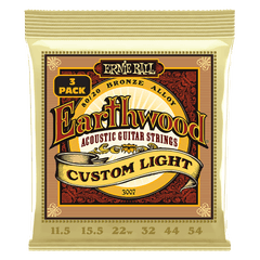 Ernie Ball Earthwood Custom Light 8020 Brnz Ac Gtr Strings 3 Pk 11.5 54