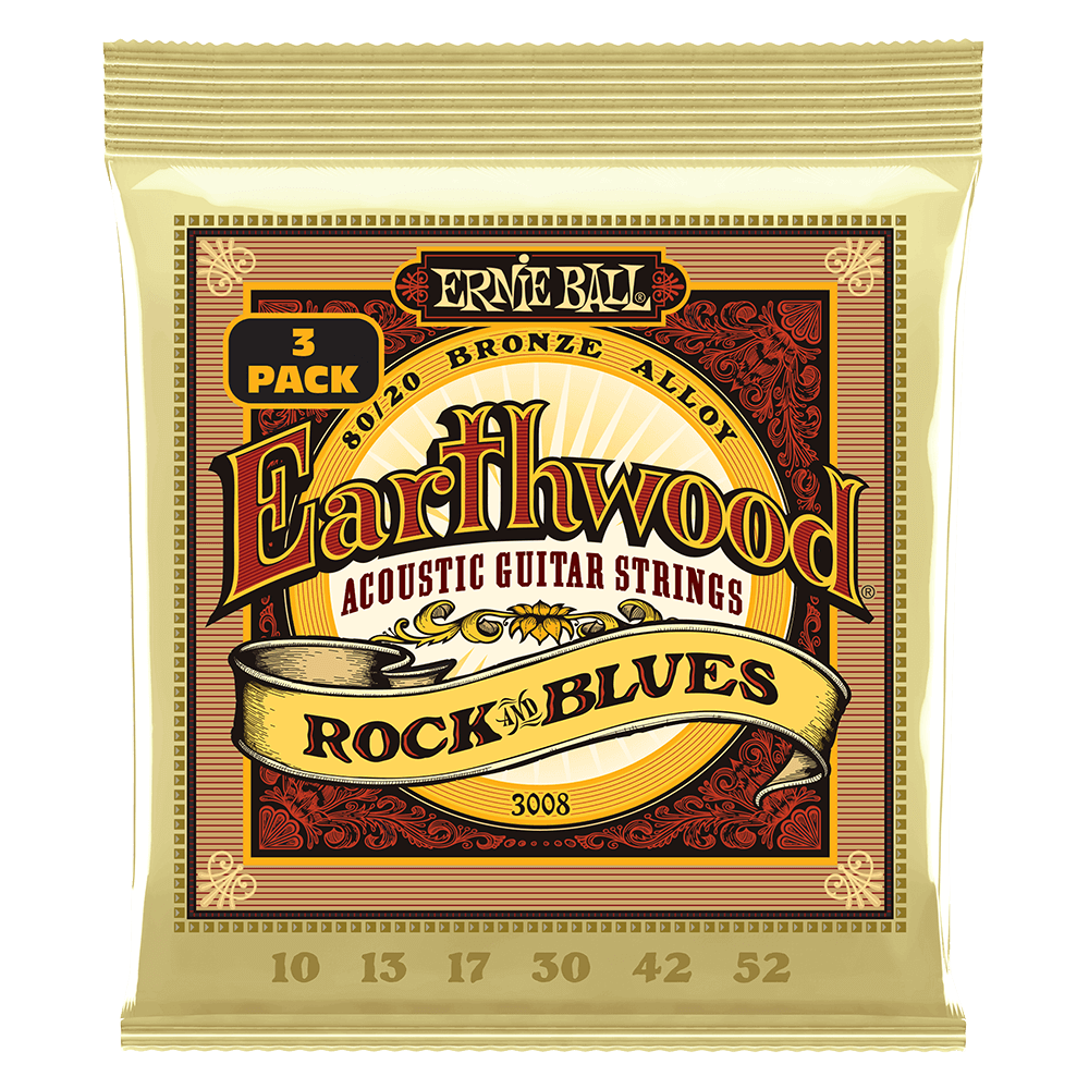 Ernie Ball Earthwood RandB wPlain G 8020 Brnz Ac Gtr Strings 3 Pk 10 52