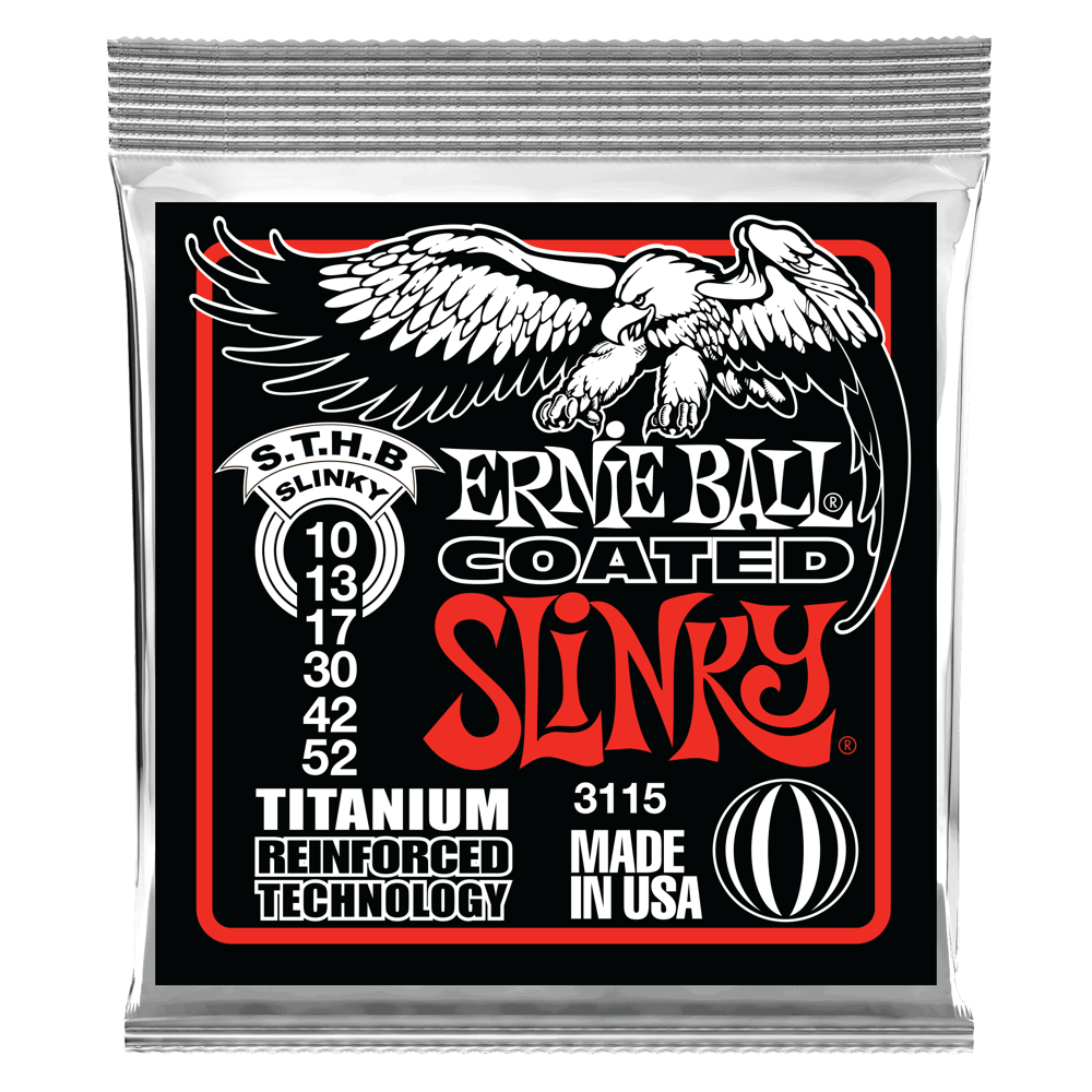 Ernie Ball Skinny Top/ Heavy Bottom Slinky Coated Titanium RPS Electric Guitar Strings, 10-52 Gauge