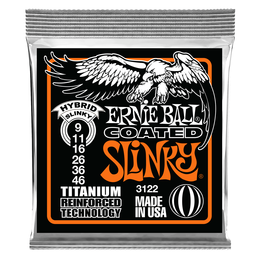 Ernie Ball Hybrid Slinky Coated Titanium RPS Electric Guitar Strings, 9-46 Gauge