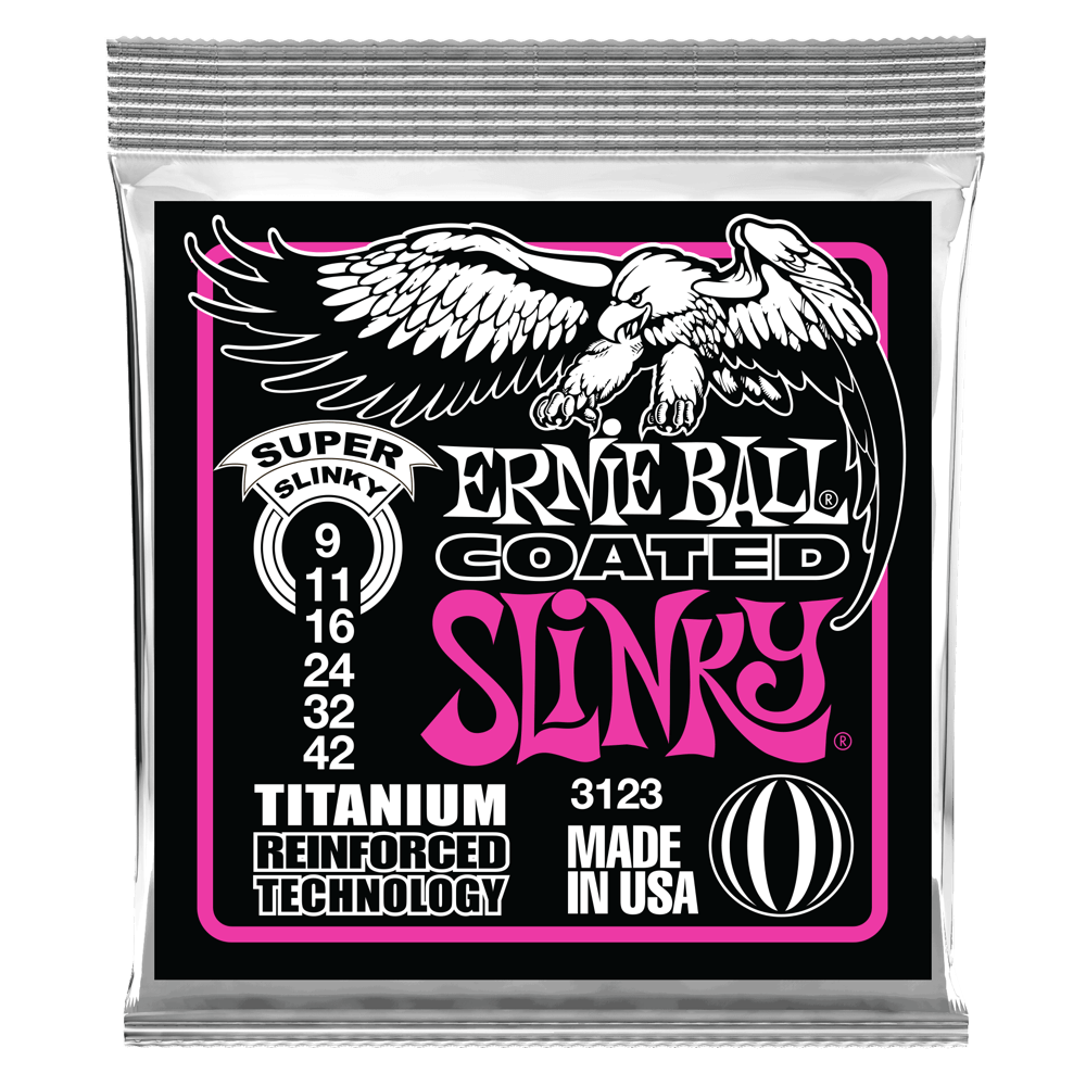 Ernie Ball Super Slinky Coated Titanium RPS Electric Guitar Strings - 9-42 Gauge