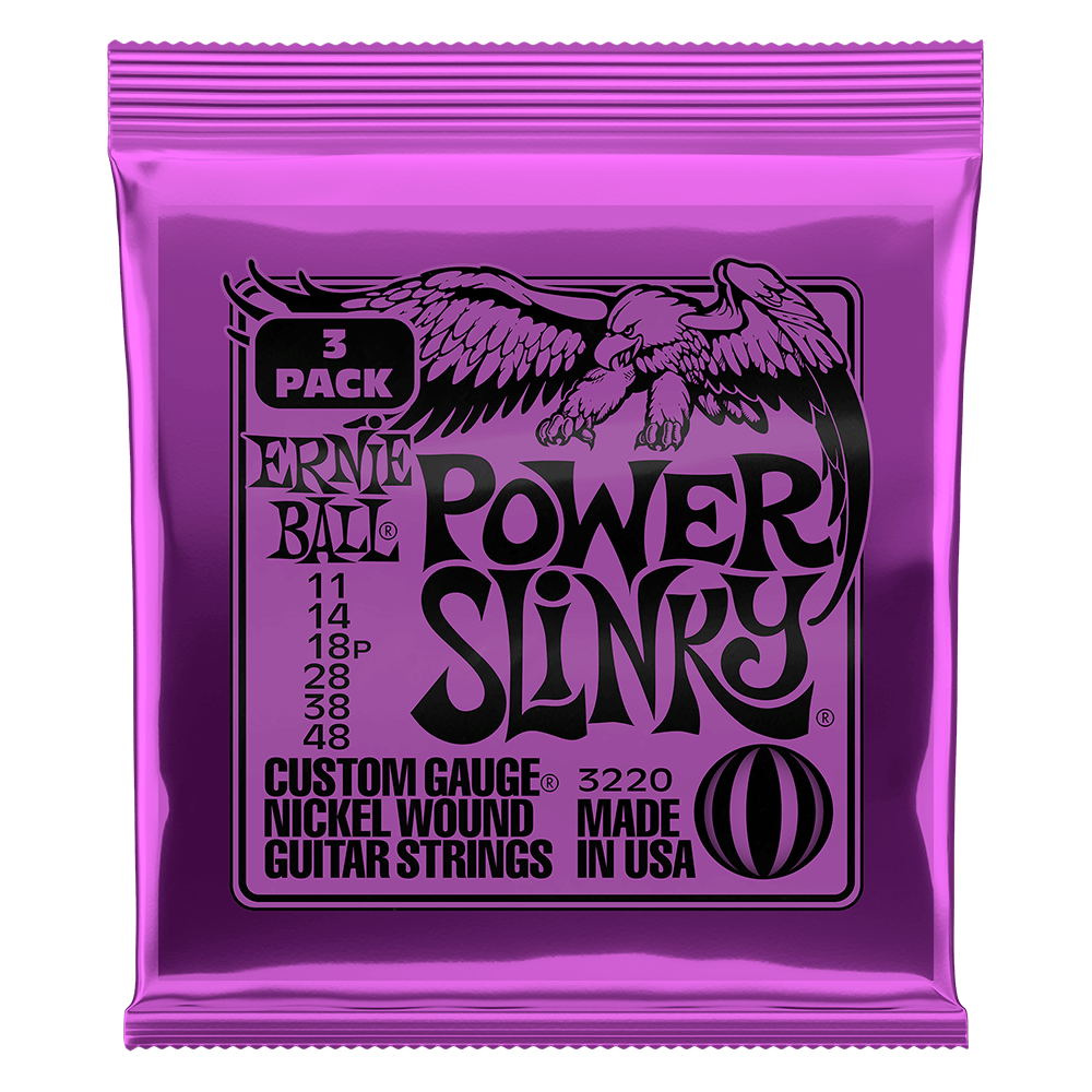 Ernie Ball Power Slinky Nickel Wound Electric Guitar Strings 11-48 Gauge, 3 Pack