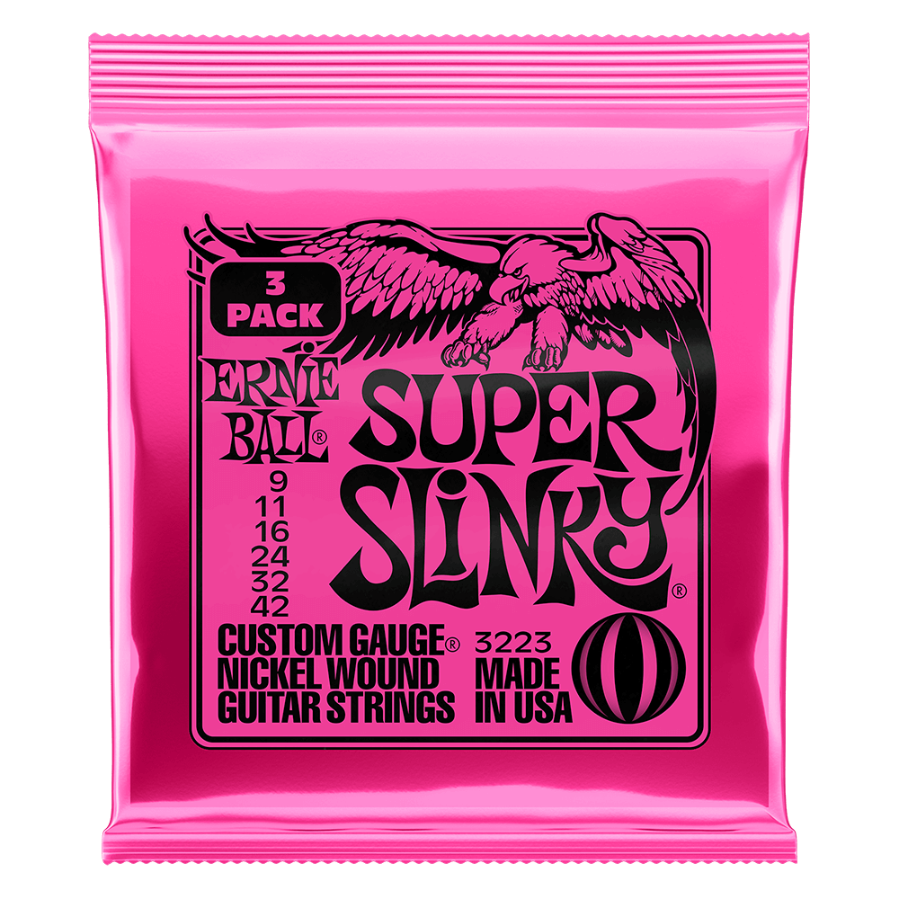 Ernie Ball Super Slinky Nickel Wound Electric Guitar Strings - 9-42 Gauge, 3 Pack