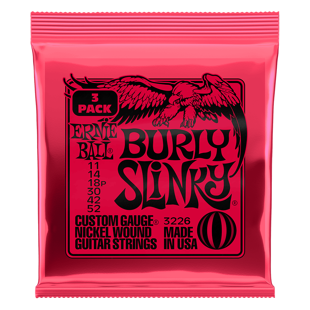 Burly Slinky Nckl Wnd Elec Gtr Strings 3 Pk 11 52