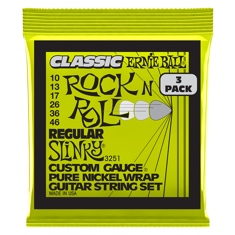 Regular Slinky Classic RnR Pure Nckl Elec Gtr Strings 3 Pk 10 46