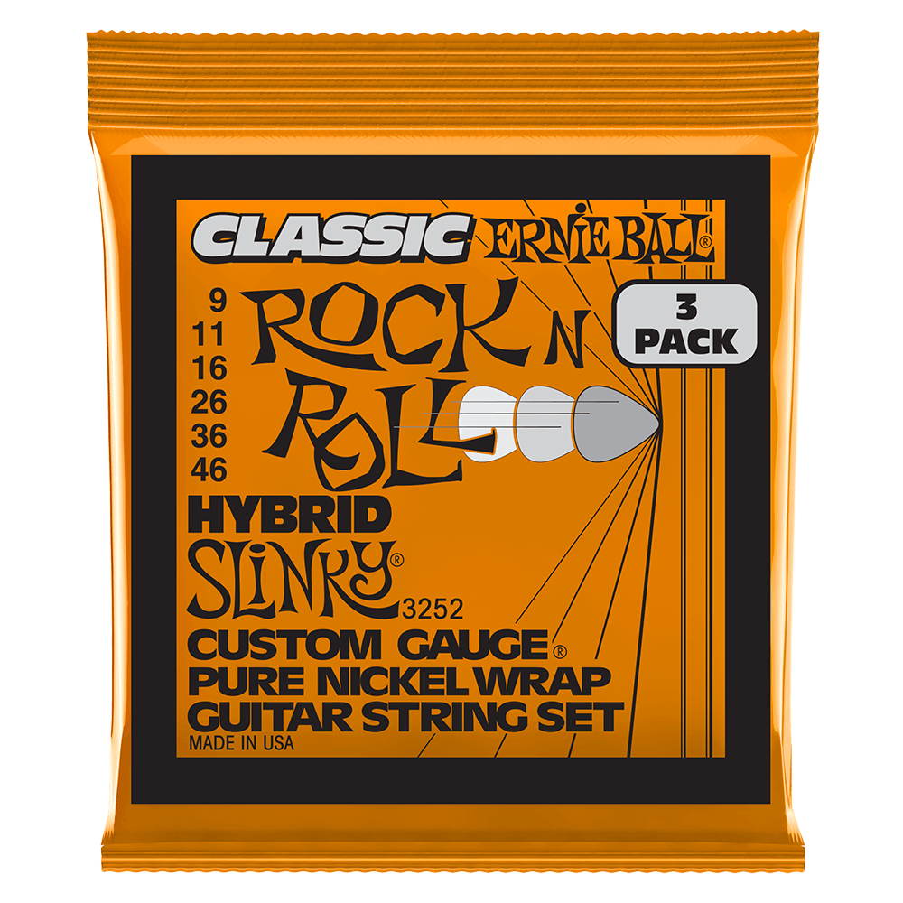 Hybrid Slinky Classic RnR Pure Nckl Elec Gtr Strings 3 Pk 9 46