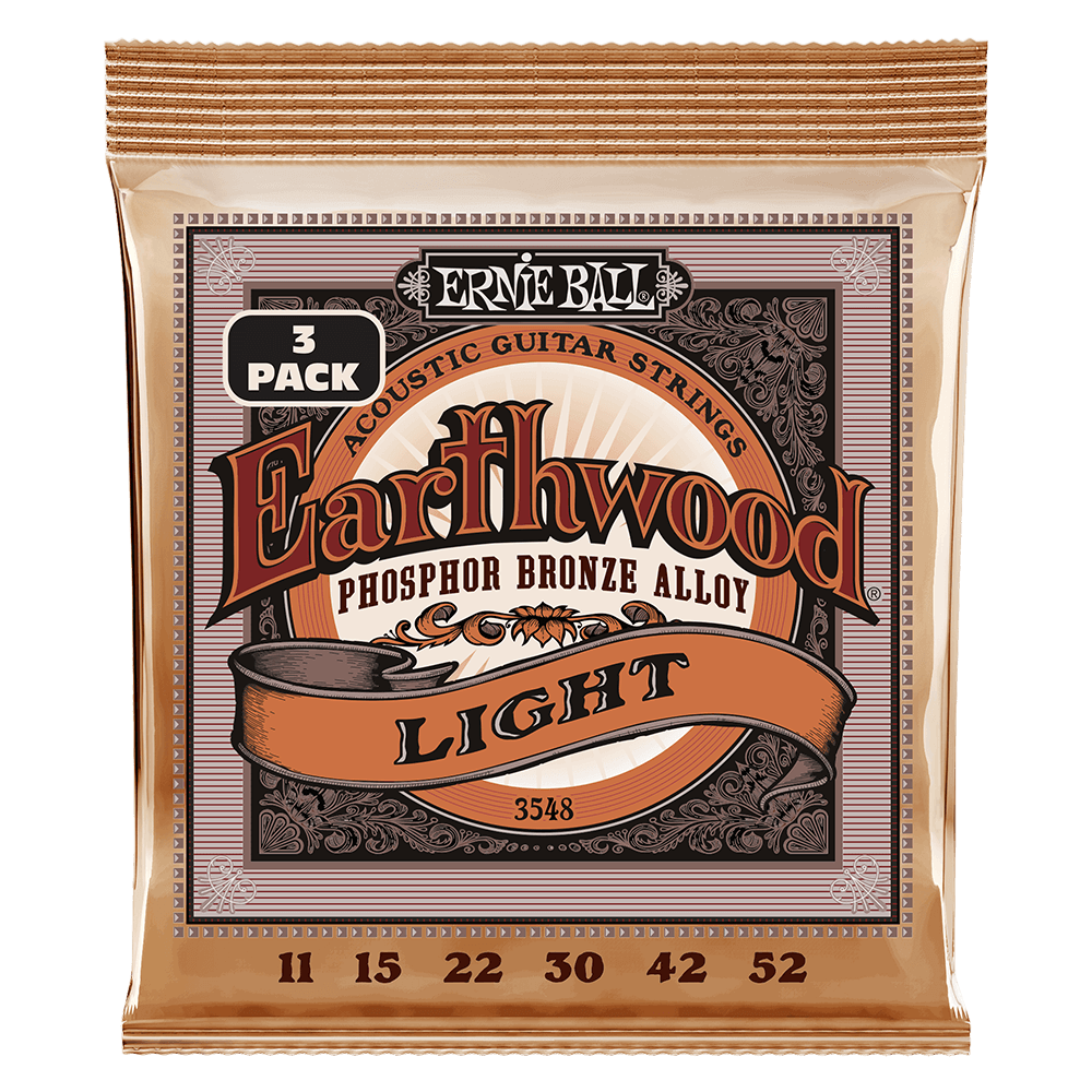 Earthwood Light Phosphor Bronze Acoustic Guitar Strings 3 Pack 11 52