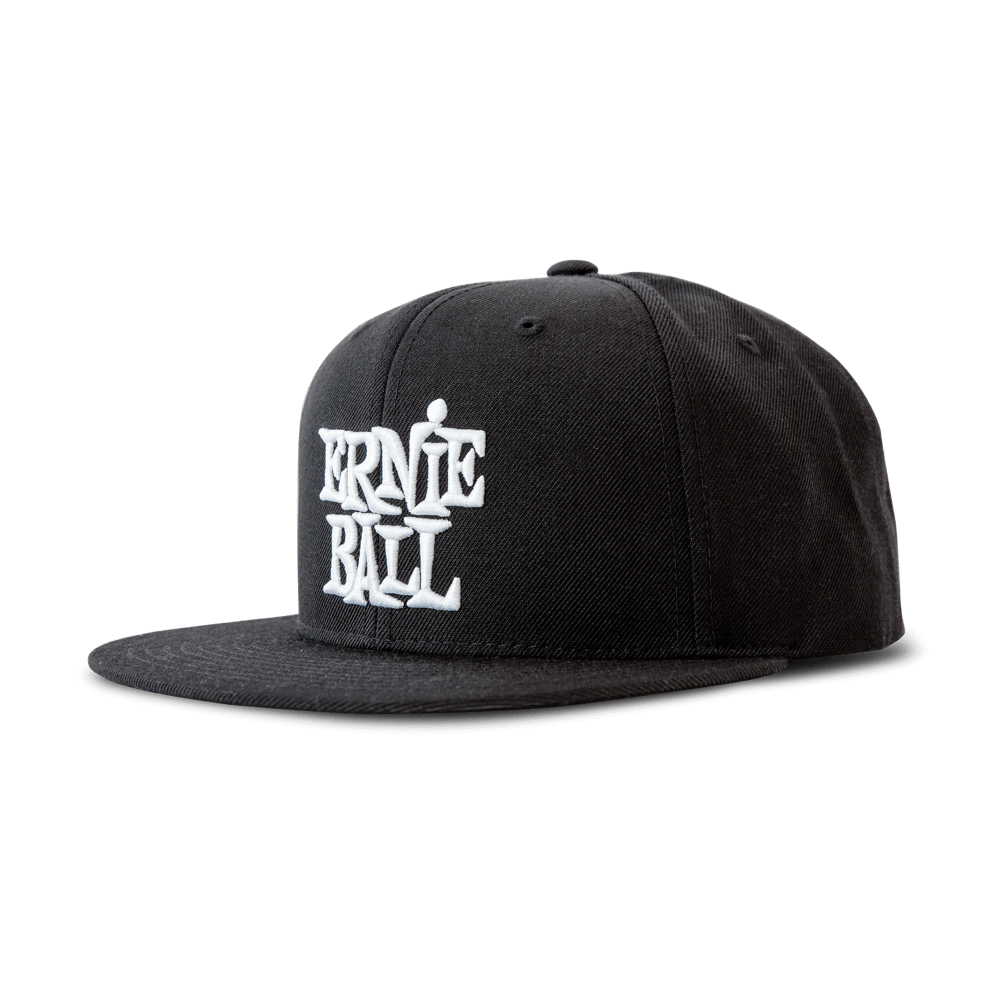 Black with White Stacked Logo Hat