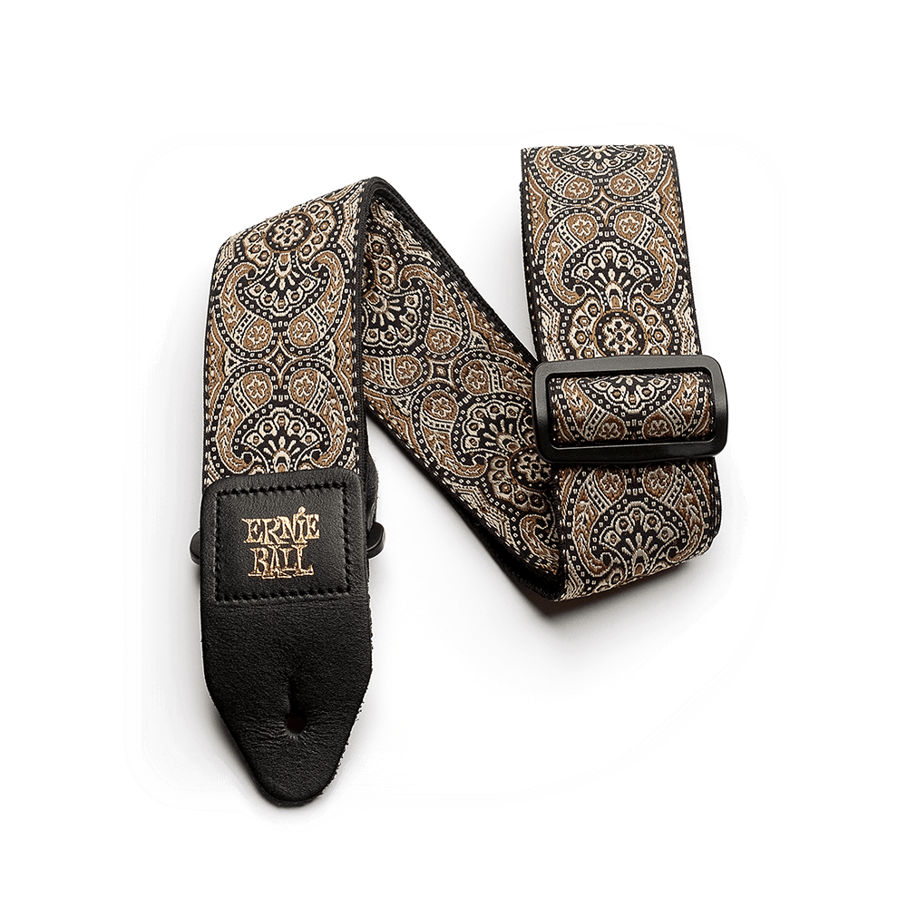 Ernie Ball Gold and Black Paisley Jacquard Strap