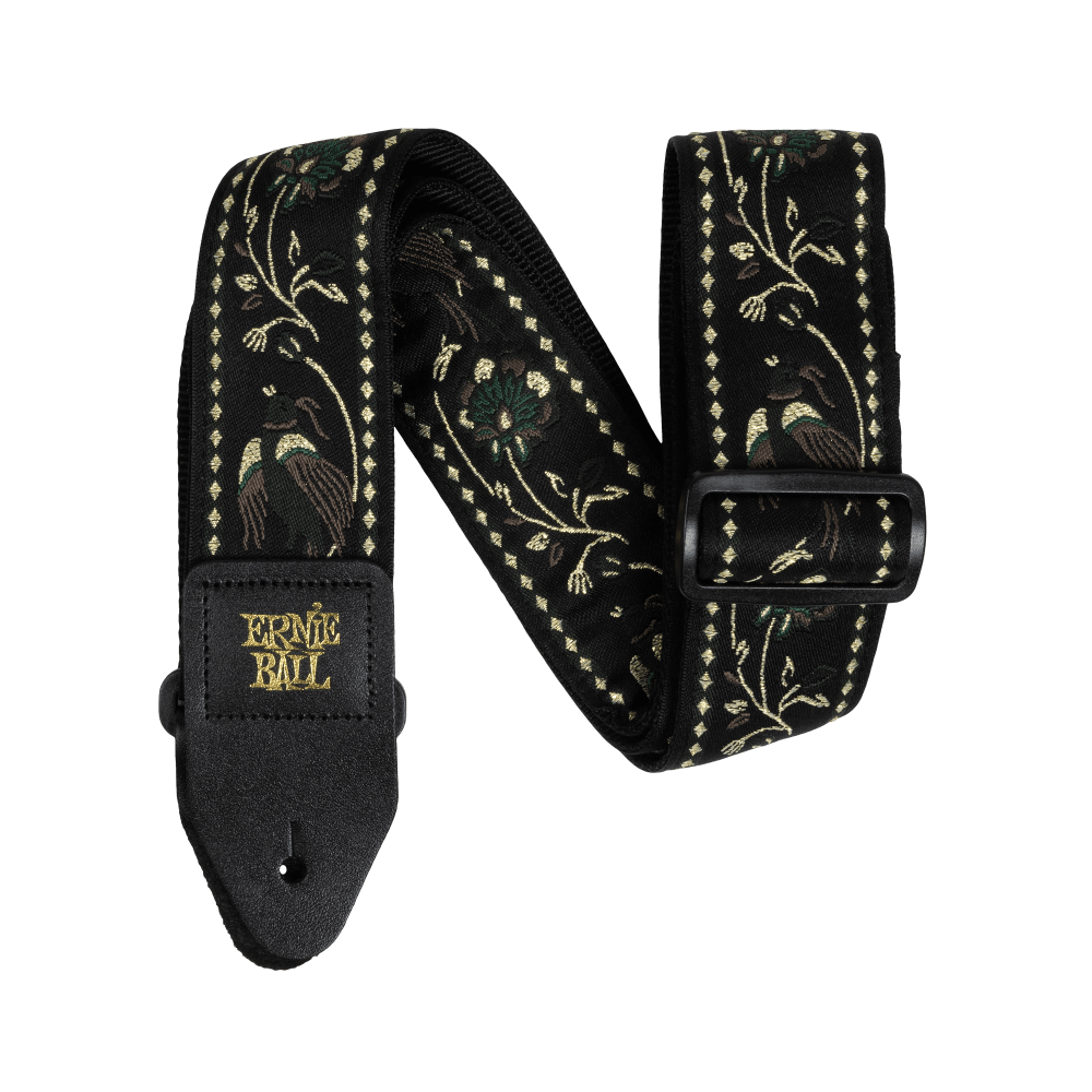 Classic Jacquard Guitar/Bass Strap - Black Pleasant Pheasant