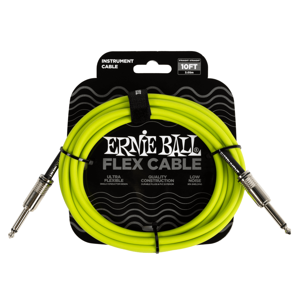 Ernie Ball Flex Instrument Cable Straight/Straight 10ft - Green