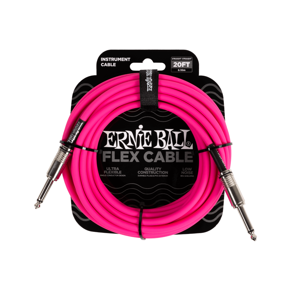 Ernie Ball Flex Instrument Cable Straight/Straight 20ft - Pink