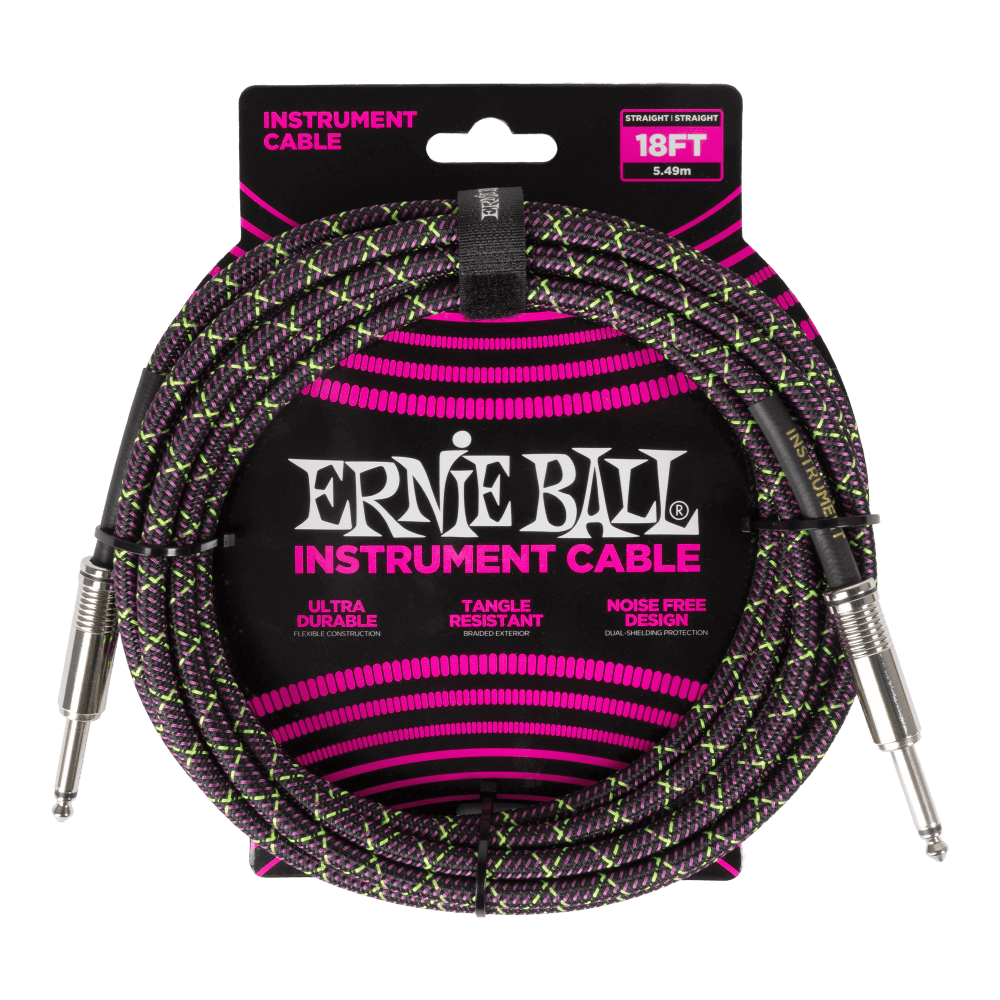 Ernie Ball Braided Instrument Cable Straight/Straight 18ft - Purple Python