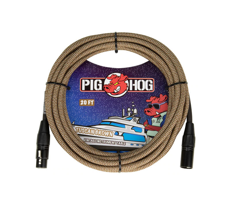 Pig Hog Tuscan Brown Woven Mic Cable, 20ft XLR