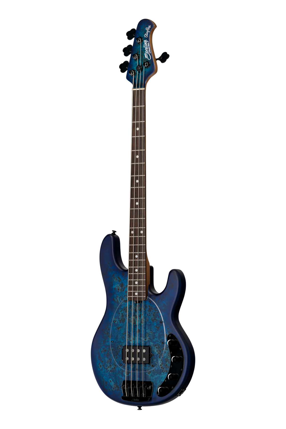 StingRay RAY34 Poplar Burl, Neptune Blue Satin