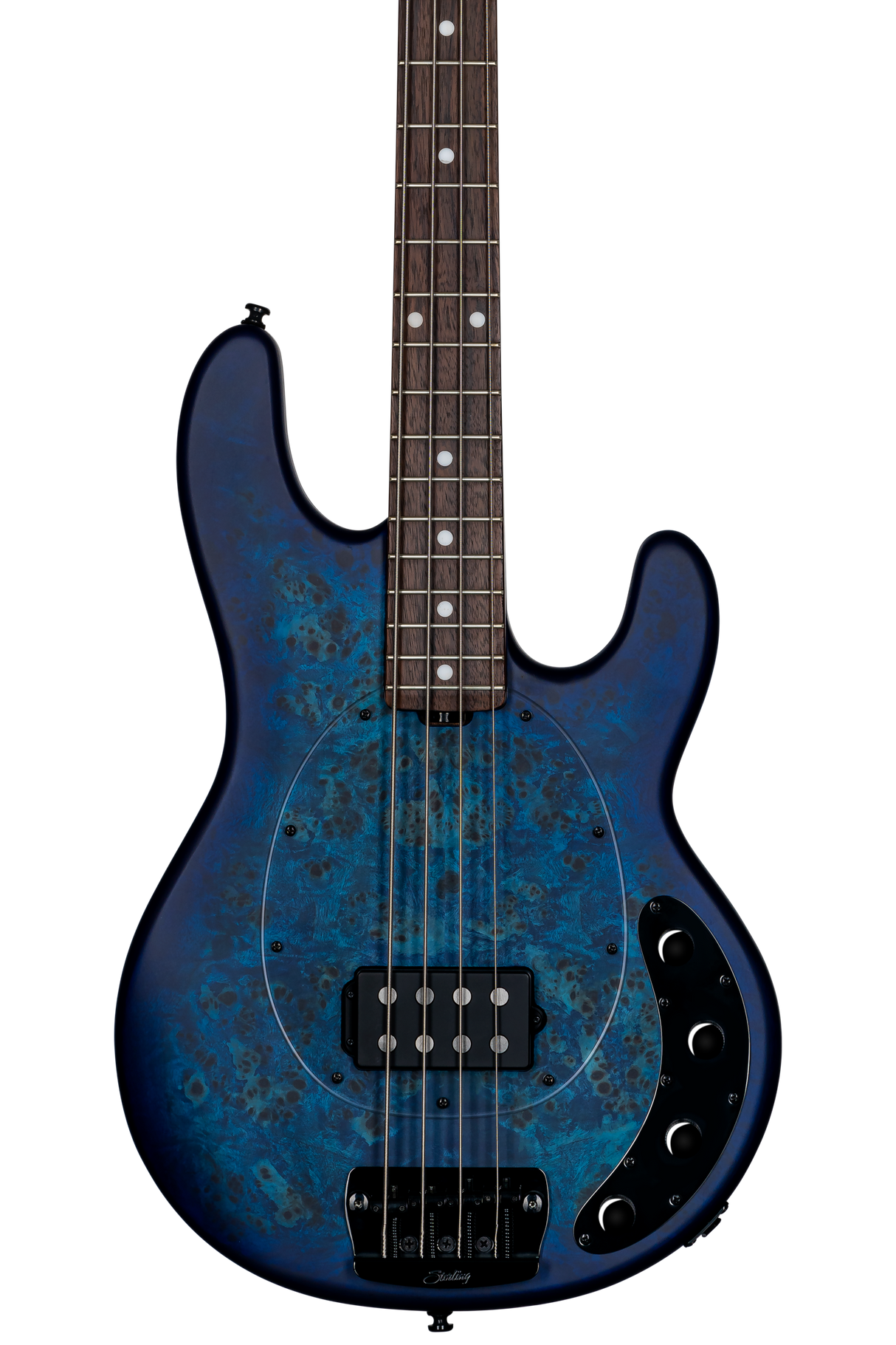 StingRay RAY34 Poplar Burl, Neptune Blue Satin