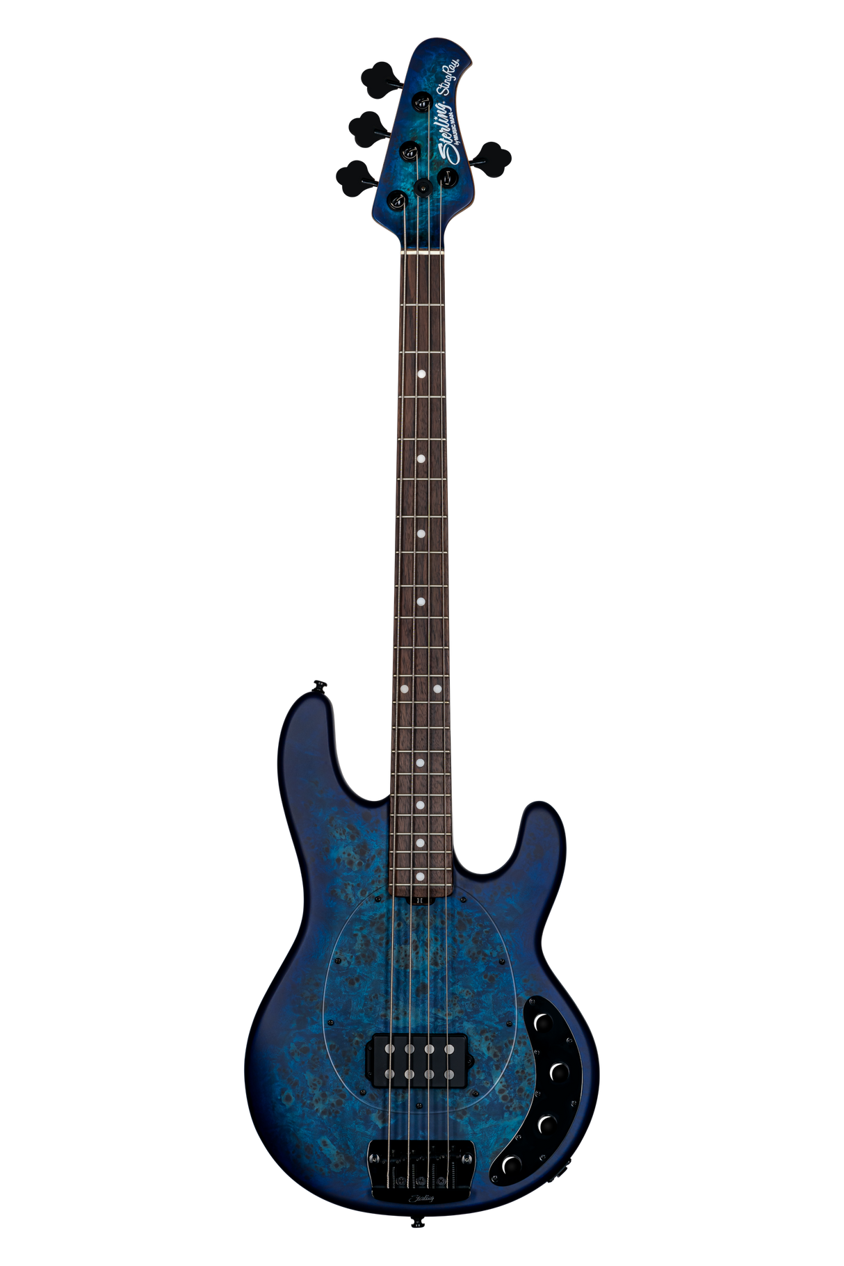 StingRay RAY34 Poplar Burl, Neptune Blue Satin