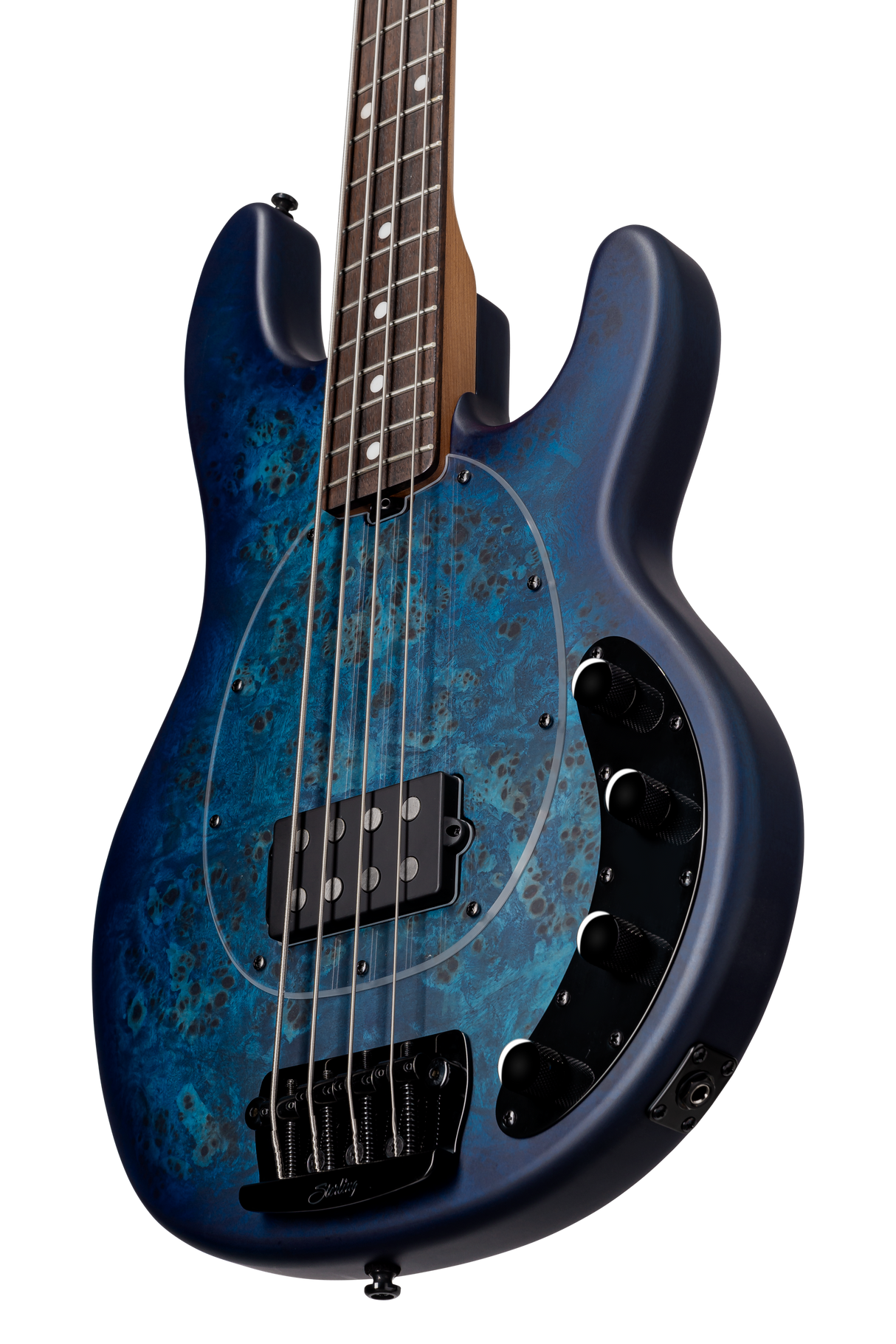 StingRay RAY34 Poplar Burl, Neptune Blue Satin