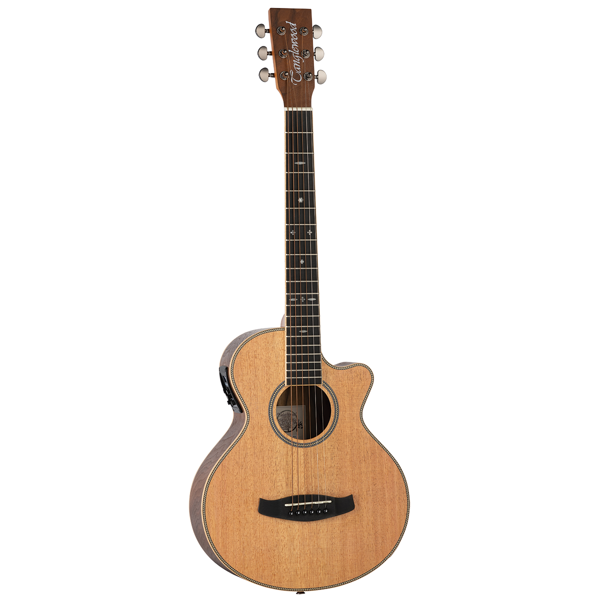 Tanglewood TRU2-CE-BW / TRPRO-TCE-BW Reunion Pro Solid Australian Red Cedar Top Traveller Folk C/E with Black Walnut B/S