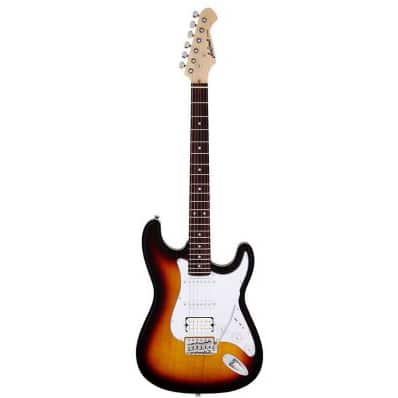 Aria STG-004 Series Electric Guitar in 3-Tone Sunburst with White Pickguard