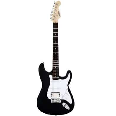 Aria STG-004 Series Electric Guitar in Black with White Pickguard