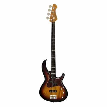 Aria 313MK2 Detroit Series 4-String Electric Bass Guitar in Open-Pore Sunburst Finish