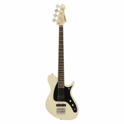 Aria J Series J-B Electric Bass Guitar in See-Thru Vintage White