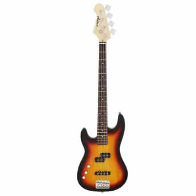 Aria STB-PJ Series Left Handed Electric Bass Guitar in 3-Tone Sunburst