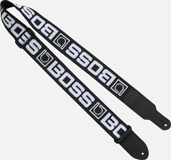 BOSS BSM-20-BW BOSS Monogram Guitar Strap BLACK w/White Logo