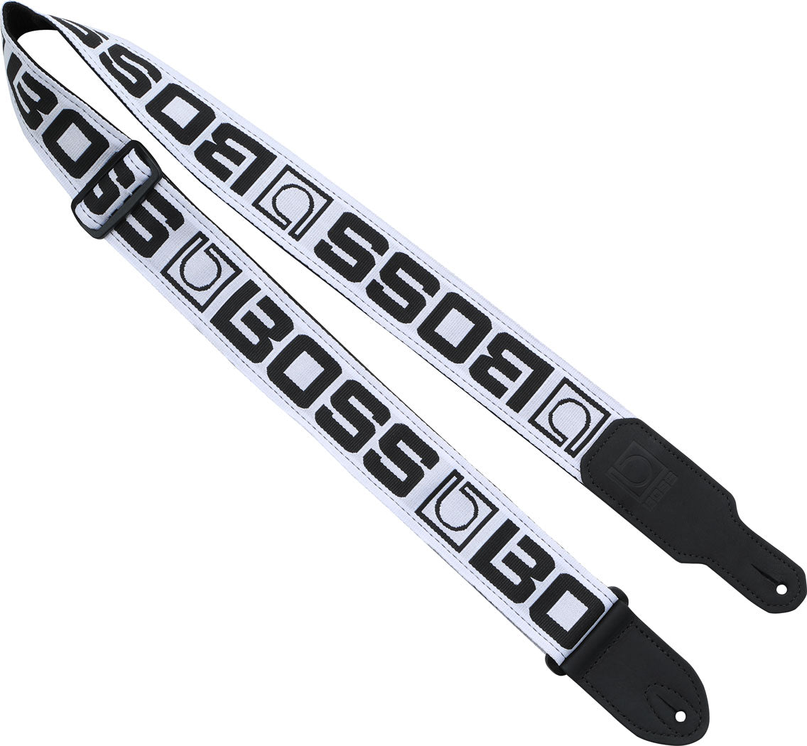 BOSS BSM-20-WB BOSS Monogram Guitar Strap WHITE w/Black Logo