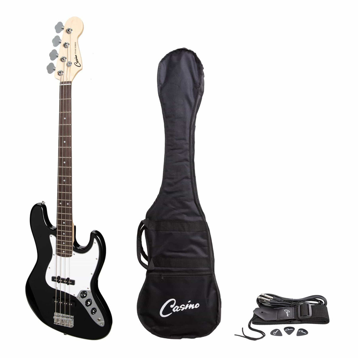 Casino J-Style Electric Bass Guitar (Black)-CJB-21-BLK