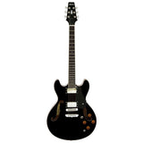 Aria TA-CLASSIC Semi-Hollow Electric Guitar in Black Gloss