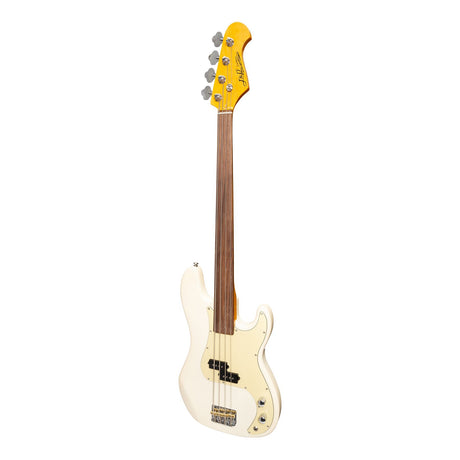 J&D Luthiers 4-String PB-Style Fretless Electric Bass Guitar (Cream)-JD-PB63F-CRM