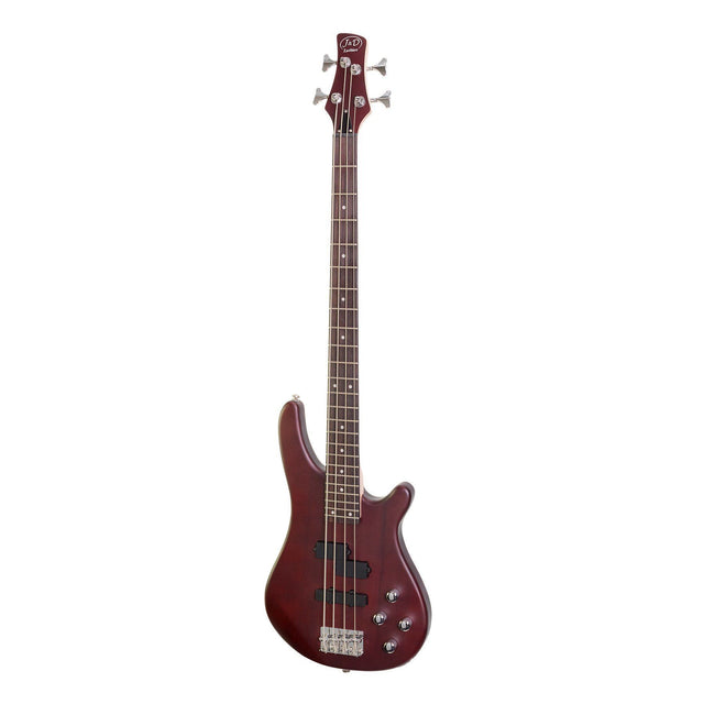 J&D Luthiers 4-String T-Style Contemporary Active Electric Bass Guitar (Satin Brown Stain)-JD-150A-STBN