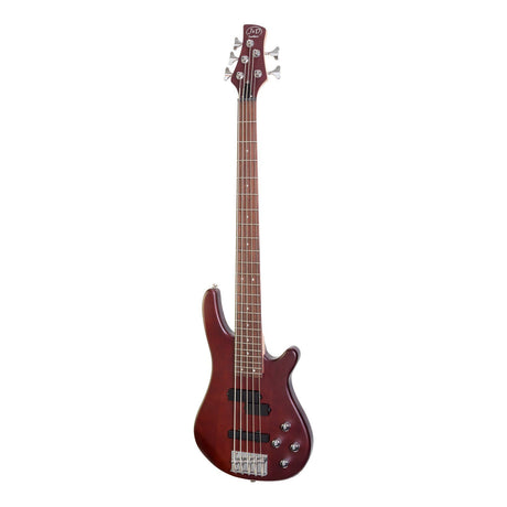 J&D Luthiers 5-String T-Style Contemporary Active Electric Bass Guitar (Satin Brown Stain)-JD-150A5-STBN