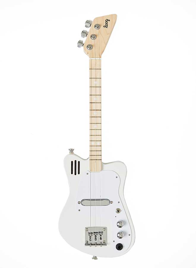 Loog Mini Electric Guitar in White - Best 1st Guitar for Kids