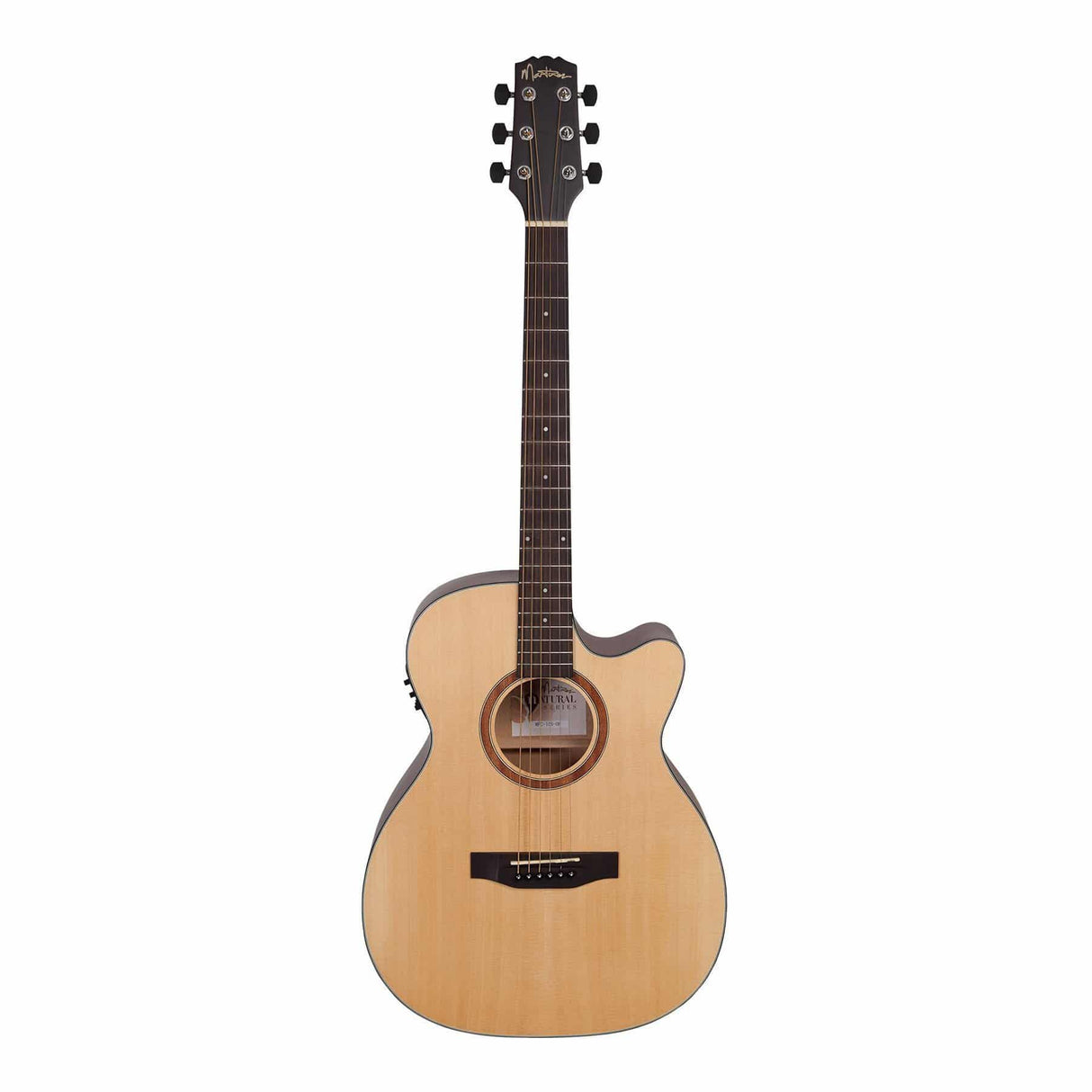 Martinez 'Natural Series' Solid Spruce Top Acoustic-Electric Small Body Cutaway Guitar (Open Pore)-MNFC-15S-SOP