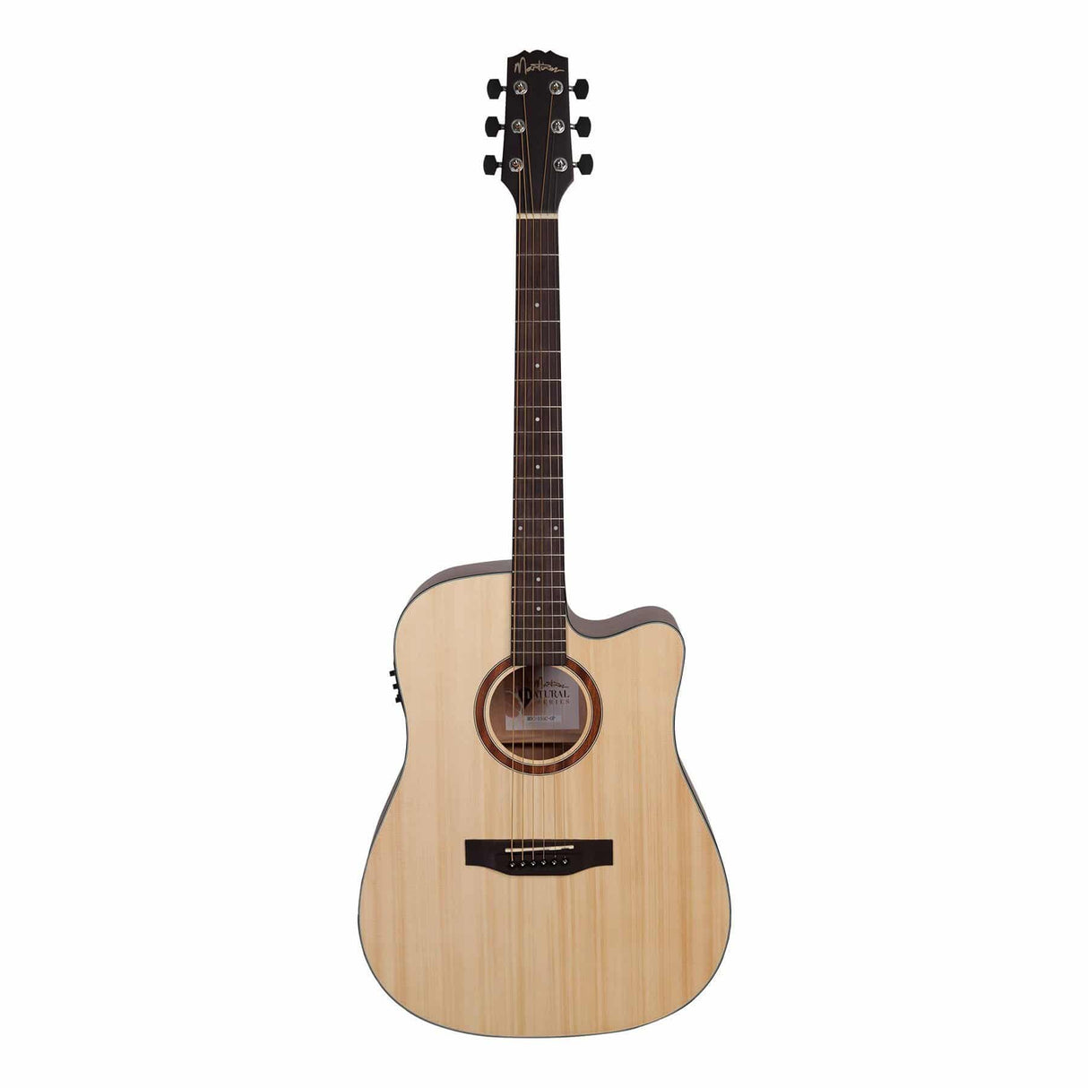 Martinez 'Natural Series' Solid Spruce Top Acoustic-Electric Dreadnought Cutaway Guitar (Open Pore)-MNDC-15S-SOP