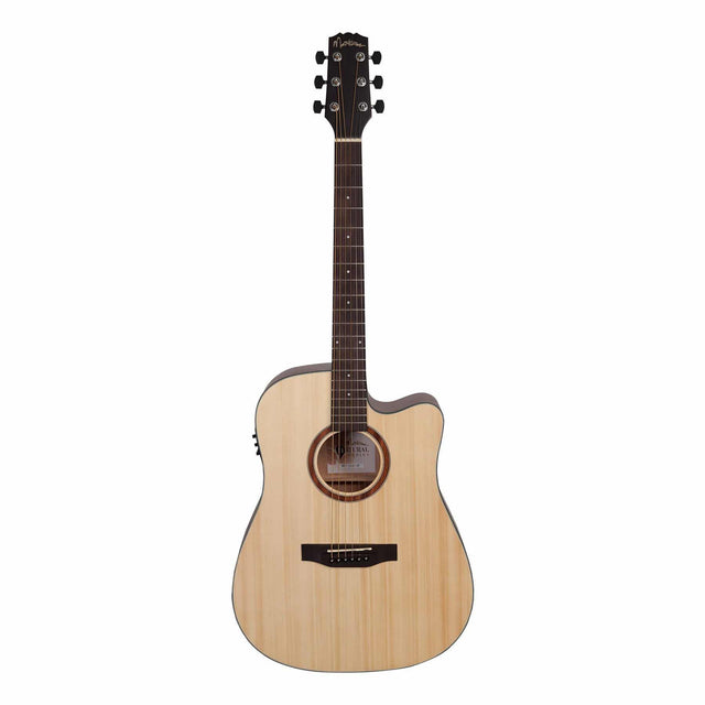 Martinez 'Natural Series' Solid Spruce Top Acoustic-Electric Dreadnought Cutaway Guitar (Open Pore)-MNDC-15S-SOP