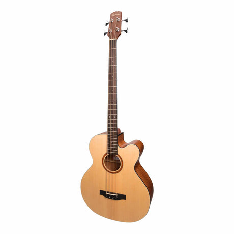 Martinez 'Natural Series' Spruce Top Acoustic-Electric Cutaway Bass Guitar (Open Pore)-MNBC-15-SOP