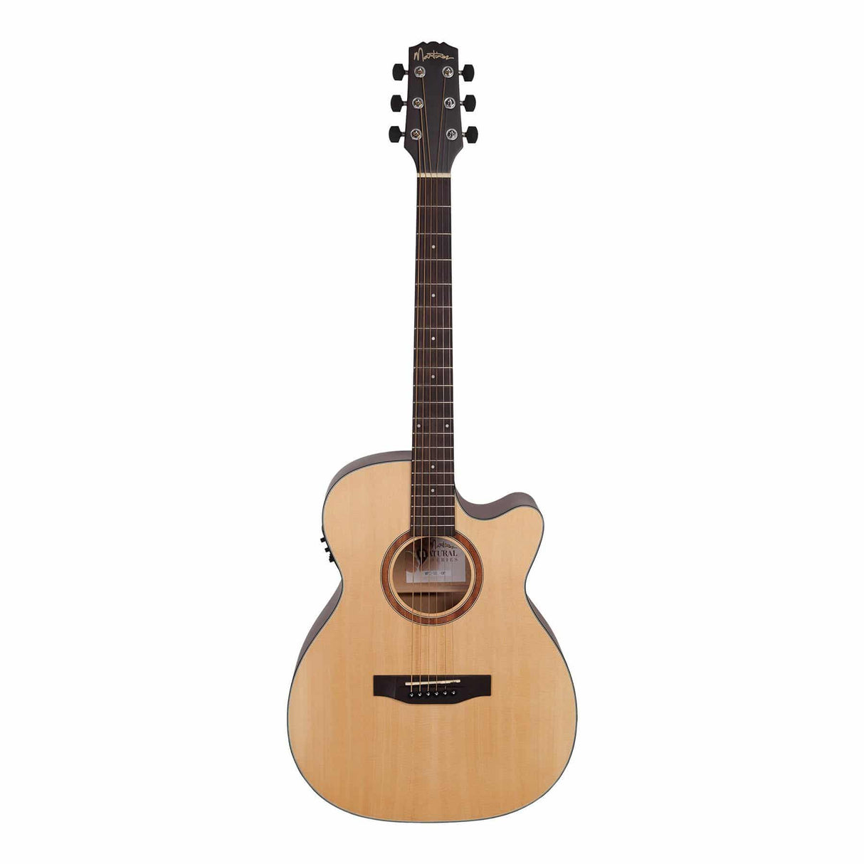 Martinez 'Natural Series' Spruce Top Acoustic-Electric Small Body Cutaway Guitar (Open Pore)-MNFC-15-SOP