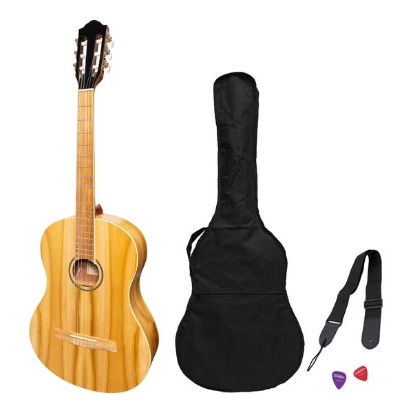 Martinez 'Slim Jim' Full Size Electric Classical Guitar Pack with Pickup/Tuner (Jati-Teakwood)-MP-SJ44PT-JTK