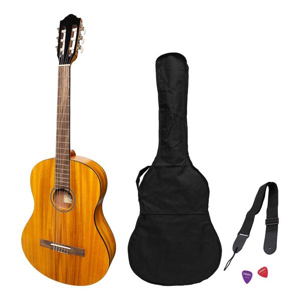 Martinez 'Slim Jim' Full Size Electric Classical Guitar Pack with Pickup/Tuner (Koa)-MP-SJ44PT-KOA