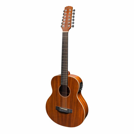 Martinez 'Southern Star Series' Koa Solid Top Left Handed 12-String Acoustic-Electric TS-Mini Guitar (Natural Gloss)-MTT-812L-NGL