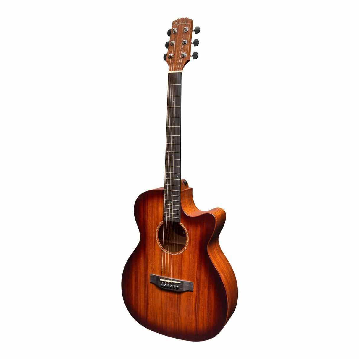 Martinez 'Southern Star Series' Mahogany Solid Top Acoustic-Electric Small Body Cutaway Guitar (Satin Sunburst)-MFPC-6C-NST